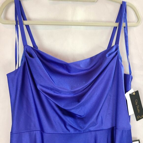 New CITY STUDIOS Wn's (16W) Royal Blue Satin Party Mini Fit & Flare Dress $79 - Picture 3 of 10